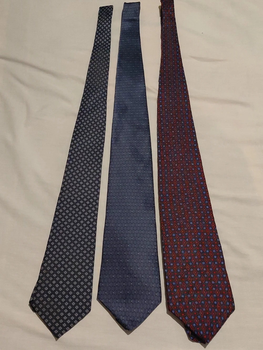 Men's Classic 100% Silk Ties - Navy and Burgundy Patterns